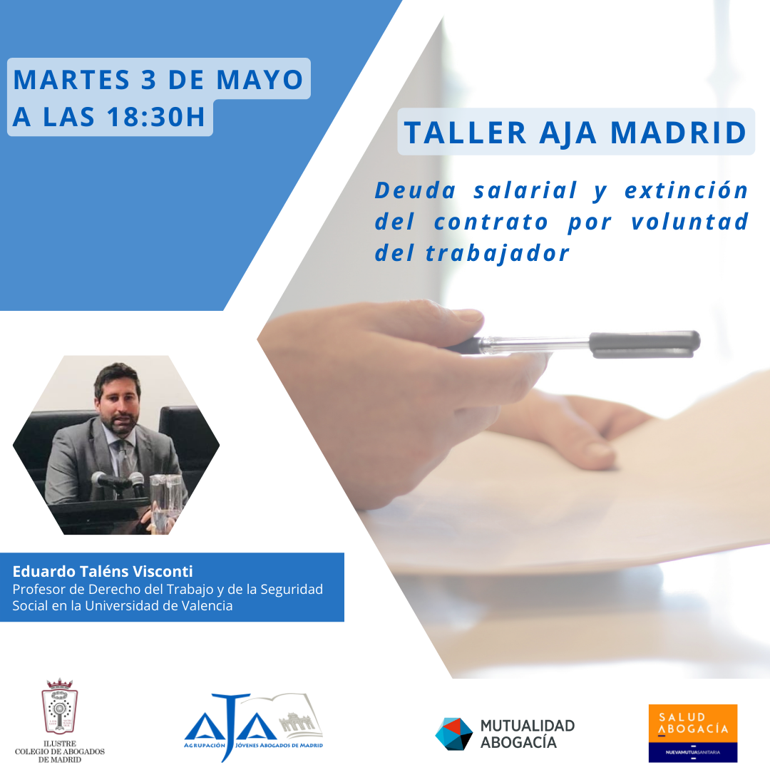 Taller AJA Madrid: Deuda salarial y extinción del contrato por voluntad del trabajador